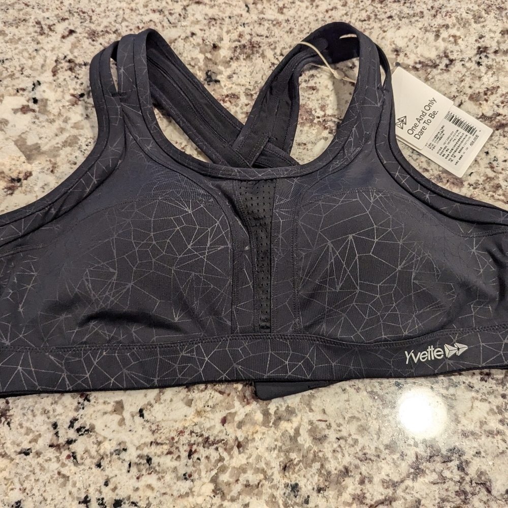 Yvette Women High Impact Sports Bras Criss Cross Back